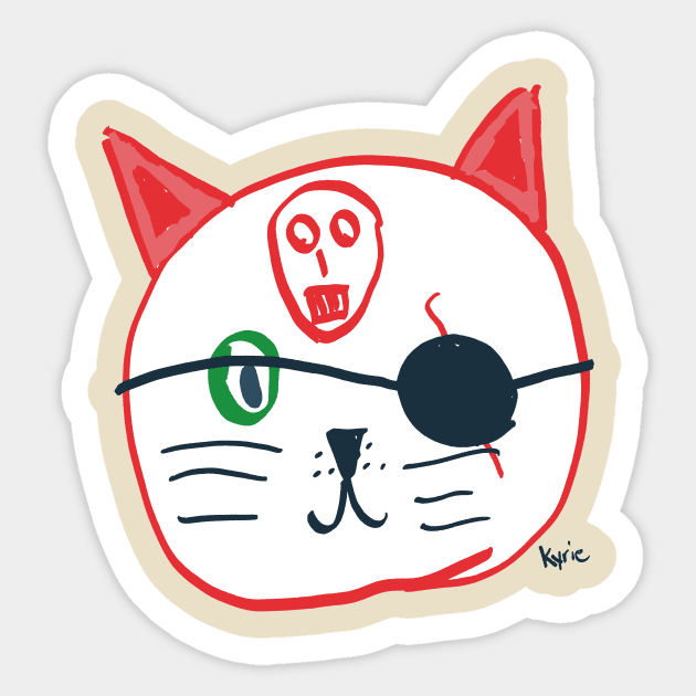 Pirate Cat by Kyrie age 9 Sticker by bigbadrobot